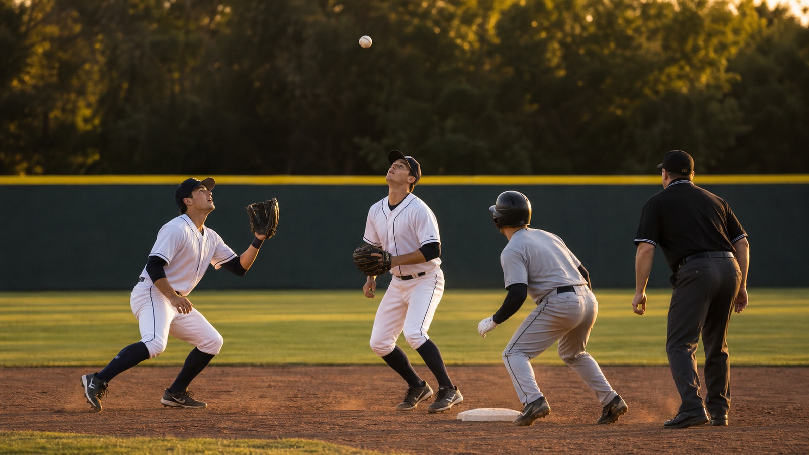 Ultra photorealistic baseball rules scene for Infield Fly Rule Explained Step by Step
