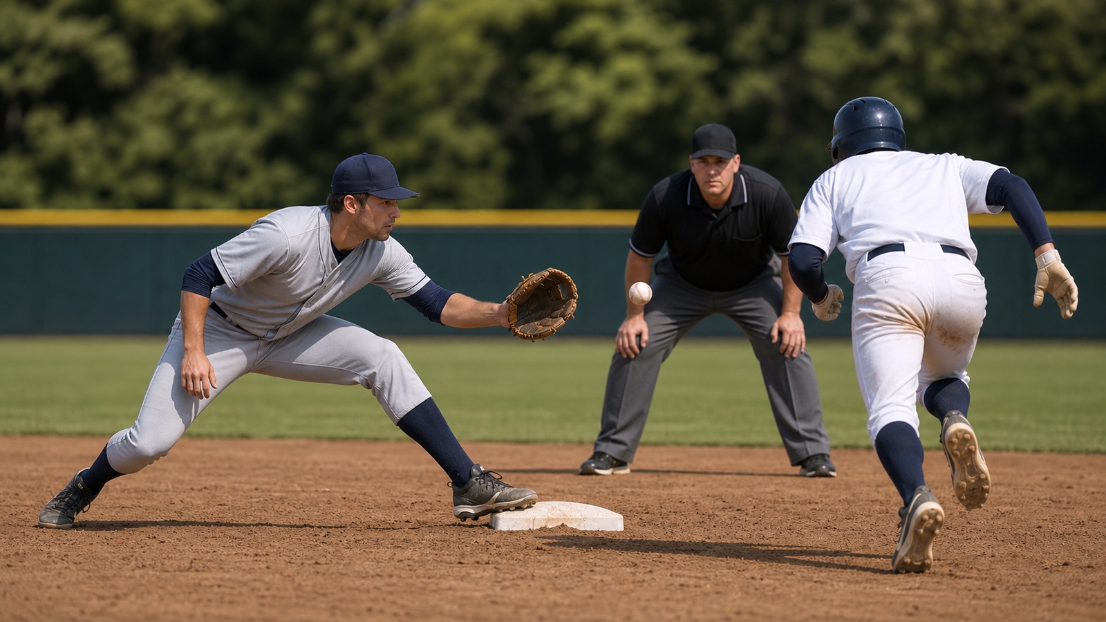 Ultra photorealistic baseball rules scene for What Is a Force Play? Baseball Rules Made Simple