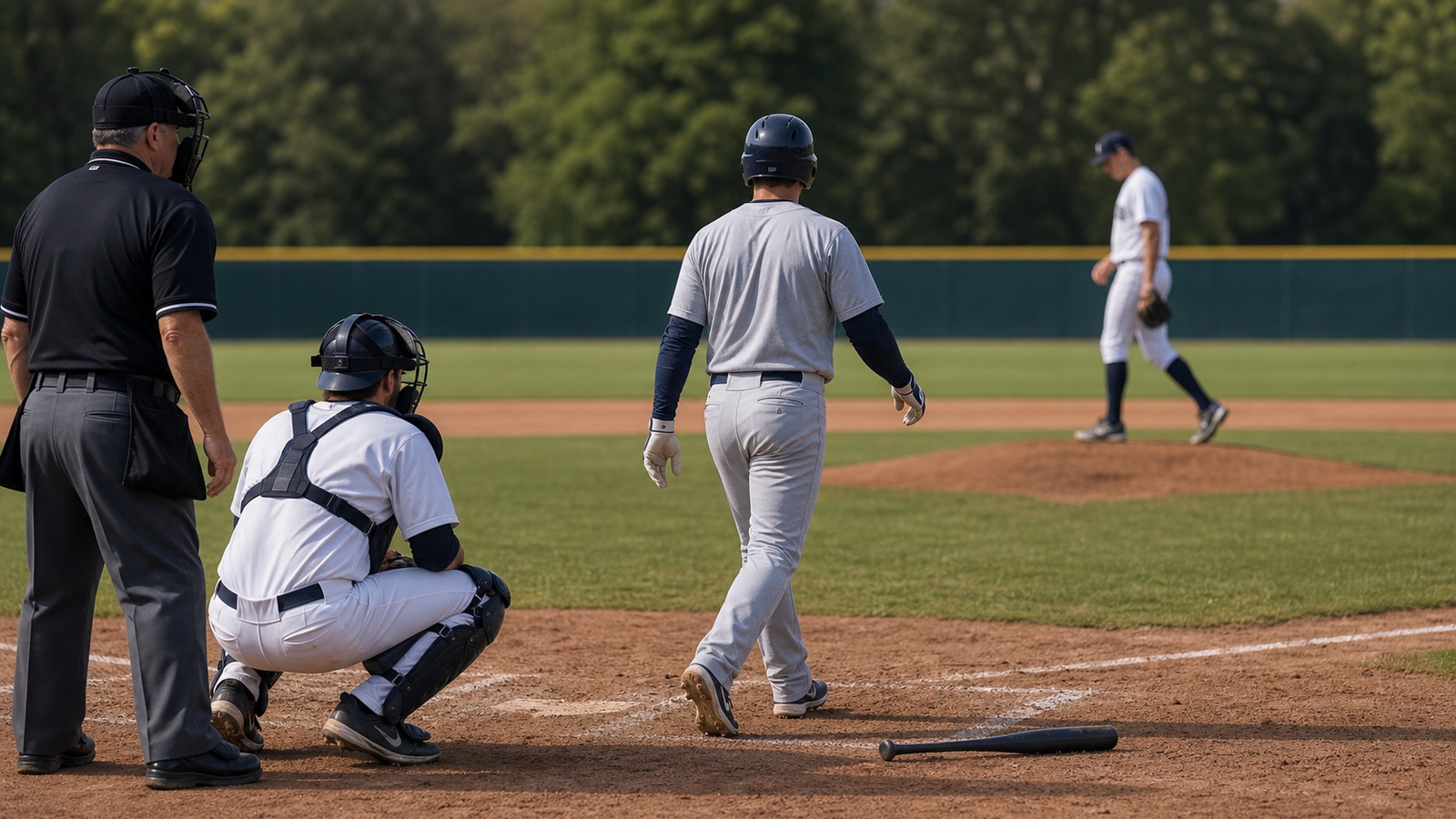 Ultra photorealistic baseball rules scene for How Walks Work in Baseball: Rules and Strategy