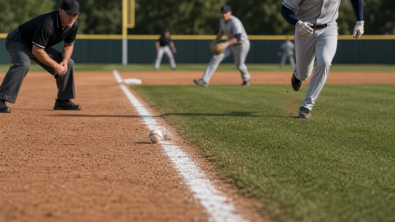 Ultra photorealistic baseball rules scene for Fair Ball vs Foul Ball: Rulebook Breakdown